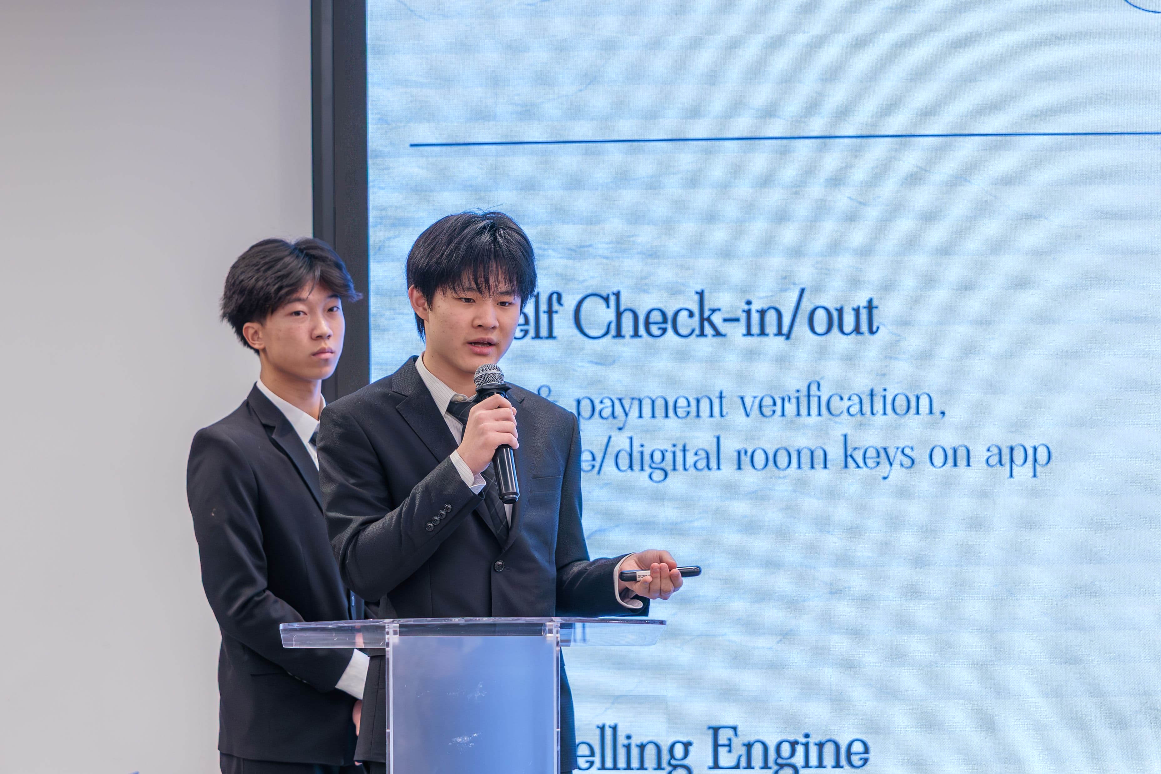 Student presenting their startup pitch